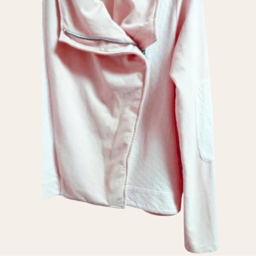 Anthropologie Quilted Moto Jacket Large Ivory SOFT Breathable Zip Front Drapey - Picture 11 of 16